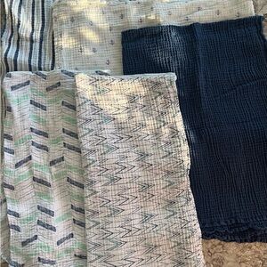 Aden + Anais Muslin Cotton Navy and Green Receiving Blankets (5)